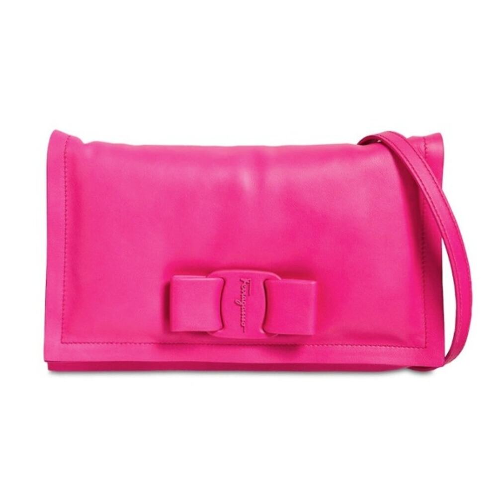 Ferragamo Puffy Leather Crossbody in Hot Pink